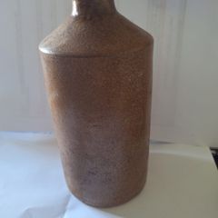 Antique stoneware ink bottle with salt glaze finish and pouring spout