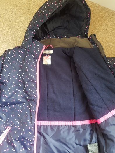 Girls Navy Heart Padded Coat