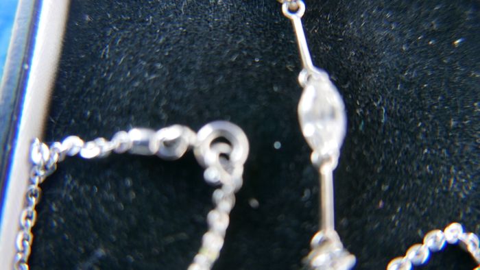 Vintage Sterling Silver 925 Multiple Cubic Zirconia Gems Necklace 5,6g length -18"