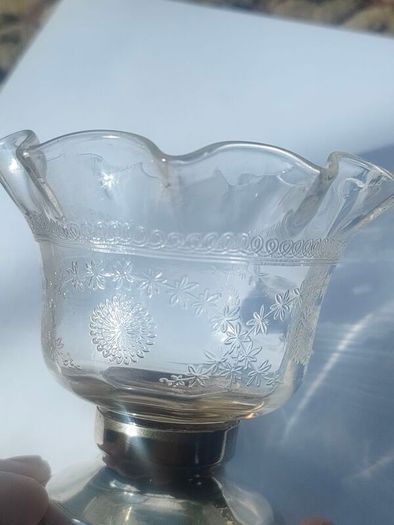 Art nouveau glass vase on Chester Sterling base