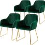 Set of 4 Velvet Dining Room with Back and Armrests Image 6