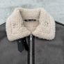 Grey Zara Shearling Bomber Aviator Jacket Image 3