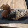 Hand Carved And Hand Painted Wood Duck With Gold Tone Eyes Image 2