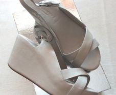 LOLA CRUZ Soft Leather Beige Wedges Size 36
