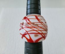 Lucite White Red Gold Statement Ring