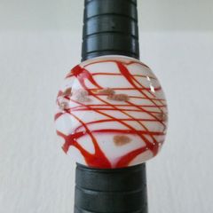 Lucite White Red Gold Statement Ring