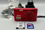 Nikon Coolpix S3300 16MP Digital Camera Red - Full Kit