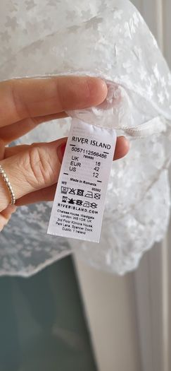 RIVER ISLAND white daisy print sheer blouse Sz 16UK - Bnwt Rrp 40 sterling