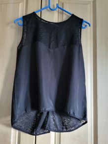 INSIDE Black summer shirt blouse with lacy open back S