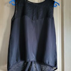 INSIDE Black summer shirt blouse with lacy open back S