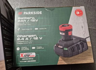 Parkside 12V Charger.  Indoor Outdoor Maintenance DIY Projects Garage Garden Mechanic 12V 20V 40V Xteam Cordless Brushless Power Tools Lidl