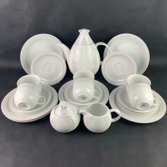 Mid Century candy striped tea set