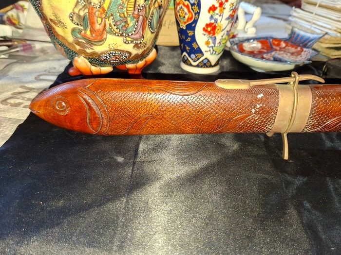 Mid-Century Indian Carved Rosewood Fish Knife & Fork Set - 2 Piece Vintage, Postage available or Collection