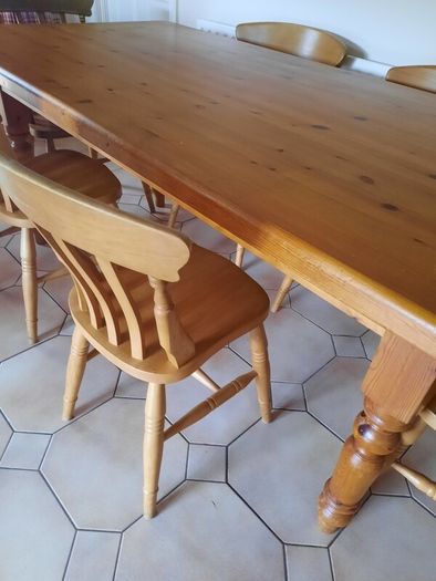Farmhouse Antique Pine Table & Chairs