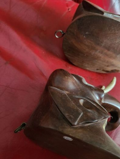 Heavy wooden hanging elephant heads
