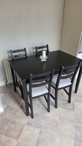 Black Wooden Dining Table & 4 Chairs
