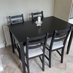 Black Wooden Dining Table & 4 Chairs