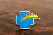 Vintage Blue Cross Rainbow Enamel Lapel Pin