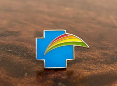 Vintage Blue Cross Rainbow Enamel Lapel Pin