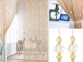 Dew Drop Silver Grey String Curtain Panel - 90 x 200 cm - Waterfall Effect - Glitter Thread Partition Divider - Home Decor Accessory - Perfect as a Fly Screen for Doors Doorways and Windows