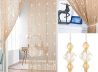 main image for ad Dew Drop Silver Grey String Curtain Panel - 90 x 200 cm - Waterfall Effect - Glitter Thread Partition Divider - Home Decor Accessory - Perfect as a Fly Screen for Doors Doorways and Windows