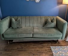Green velvet couch