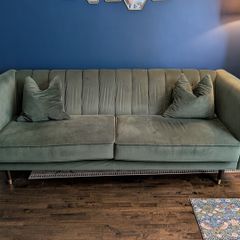 Green velvet couch