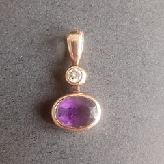 9ct rose gold amethyst & moissanite drop pendant