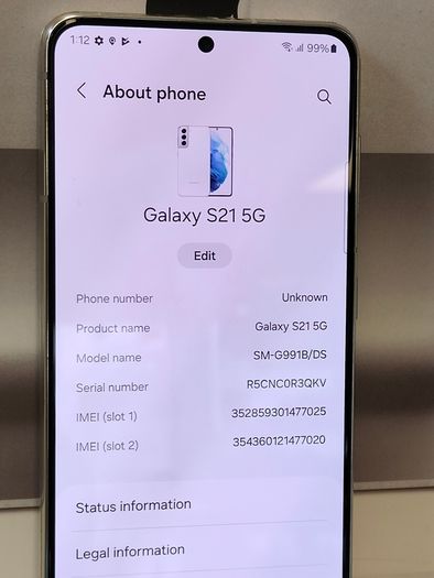 Samsung S21 5G 128GB Dual Sim Unlocked White (Excellent).