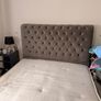Luxury Grey Velvet Chesterfield-Style Bed with mattress Image 4