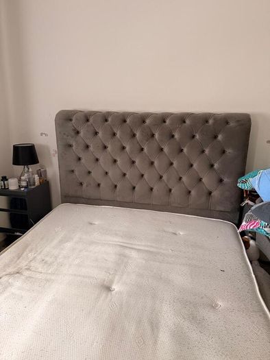 Luxury Grey Velvet Chesterfield-Style Bed with mattress