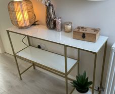 Console Table White Glass/ Gold