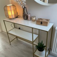 Console Table White Glass/ Gold