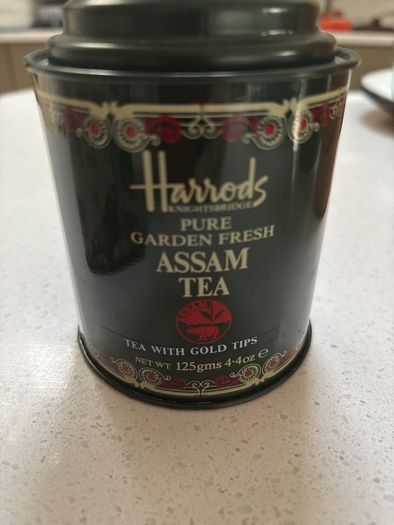 Vintage Tea Caddy - Nostalgia by Siam Selection Air Tight colourful tea caddy and Free Harrods Pure Garden Fresh Assam Tea - airtight round tea caddy