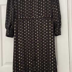 Other Stories Black & Gold Polka Dot Ruffle Midi Dress - EU 38