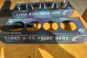 guinness rugby glass holder with 4 pint glasses