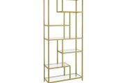 Bookcase with 6 shelves gold-transparent glass