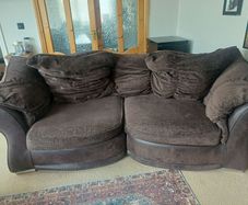 Chocolate 3 Seater Couch - Brown Leather Suede fabric Brown Sofa