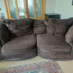 Chocolate 3 Seater Couch - Brown Leather Suede fabric Brown Sofa