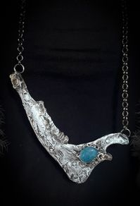 Silver Soldered Baby Deer Jaw and Apatite Viking Amulet Talisman Necklace Wasteland Bone Wearable Art