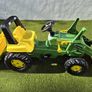 Rolly John Deere pedal tractor with loader and trailer Image 2