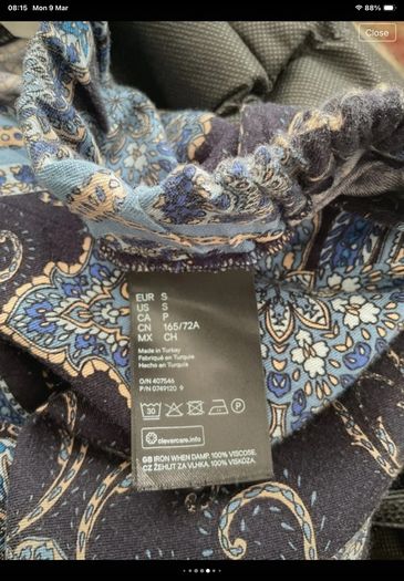 skirt paisley print asymmetrical hemline skirt H&M size small 10/12
