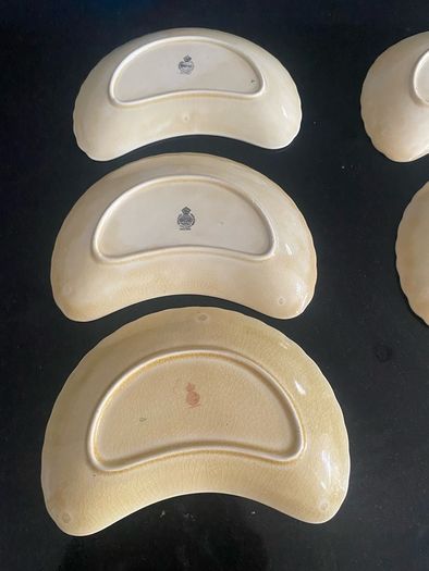 Antique Minton china lettuce leaf crescent dishes