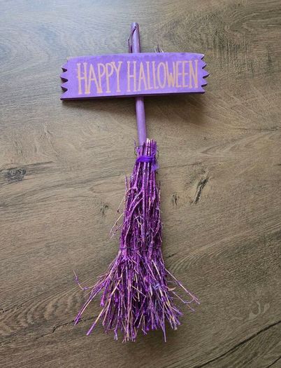 Halloween sign witch broom