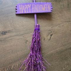 Halloween sign witch broom