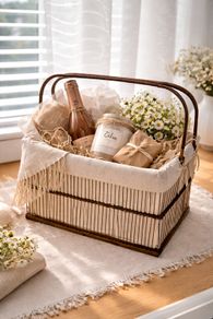 Vintage Wicker Market Basket With Lining