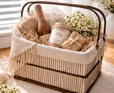 Vintage Wicker Market Basket With Lining
