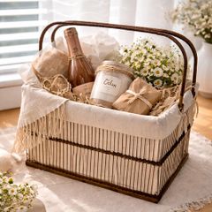 Vintage Wicker Market Basket With Lining