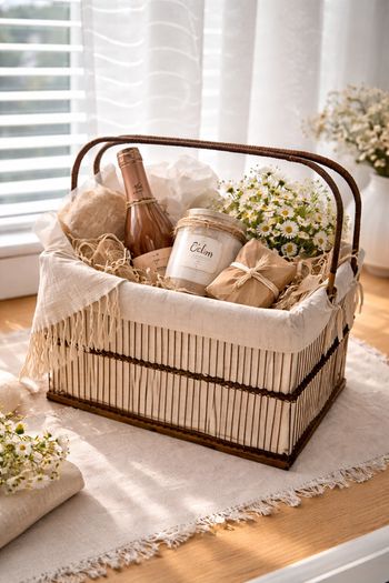 Vintage Wicker Market Basket With Lining