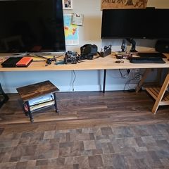 Solid pine desktop and two trestles